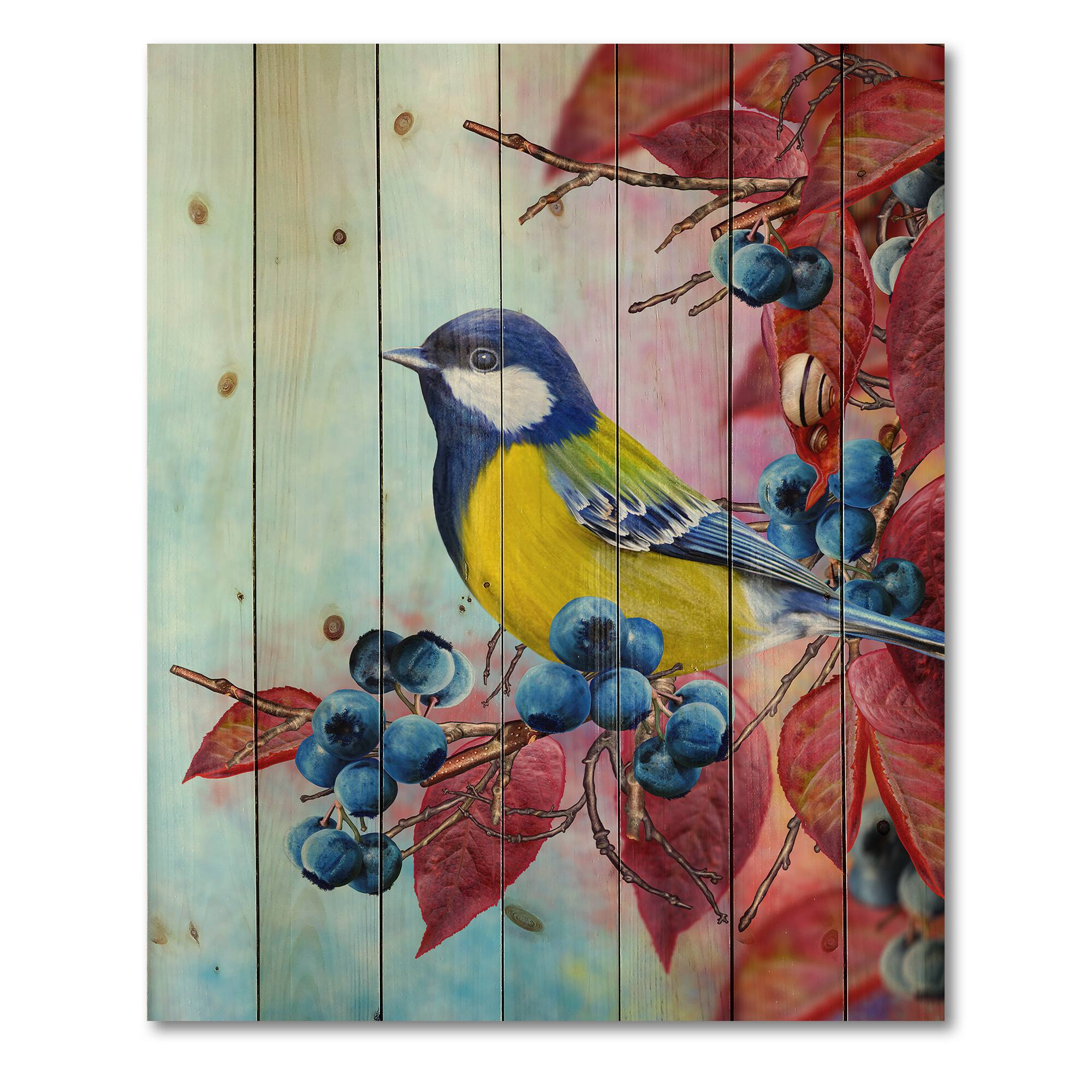 Designart - Bright Bird Bullfinch Sitting On A Branch II